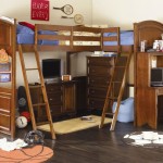 Loft Bed Wooden Twin Loft Bed Furniture With Wooden Materials And Simple Stairs Beside Rounded Rug Ideas In Rustic Kids Bedroom Decor Kids Room 30 Functional Twin Loft Bed Design Furniture With Desk For Kids