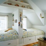 Bedroom In Design Twins Bedroom In The Attic Design With Wooden Floor Built In White Cabinets Under The Beds And Windows With White Curtain For Twin Bedroom Ideas Bedroom Trendy Twin Bedroom Ideas With Soft Hues And Modern Arrangement