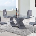 Stylish Glass Plus Ultra Stylish Glass Table Design Plus Gray Fur Area Rug Feat Contemporary Dining Room Chairs Set Dining Room  Having Good Time In A Contemporary Dining Room Sets 