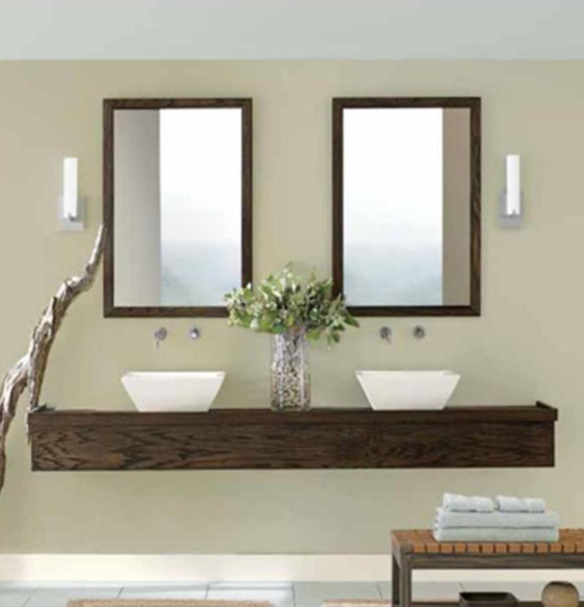 Floating Vanity Vessel Unique Floating Vanity And Double Vessel Sinks Design Plus Contemporary Framed Bathroom Mirror With Lighting Idea Bathroom  Several Stunning Ideas Of Bathroom Mirror 