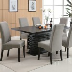 Rectangular Table Color Unique Rectangular Table With Black Color Paint Plus Shag Area Rug Idea And Elegant Upholstered Leather Dining Chairs Dining Room  Beautiful Upholstered Chairs To Renew Dining Room Atmosphere 