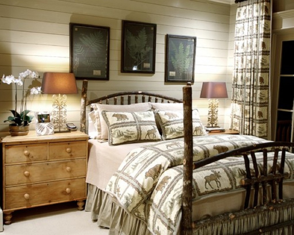 Twin Table Animal Unique Twin Table Lamps Also Animal Print Bedding Set Feat Four Poster Bed Design In Rustic Bedroom Idea Bedroom Rustic Bedroom Ideas With Delightful Interiors And Furniture
