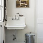Wall Mounted For Unique Wall Mounted Sink Design For Laundry Room Feat Metal Trash Can And Dog Wall Photo Decor Idea Interior Design  Laundry Room Sinks That Are Functional As Well As Decorative 