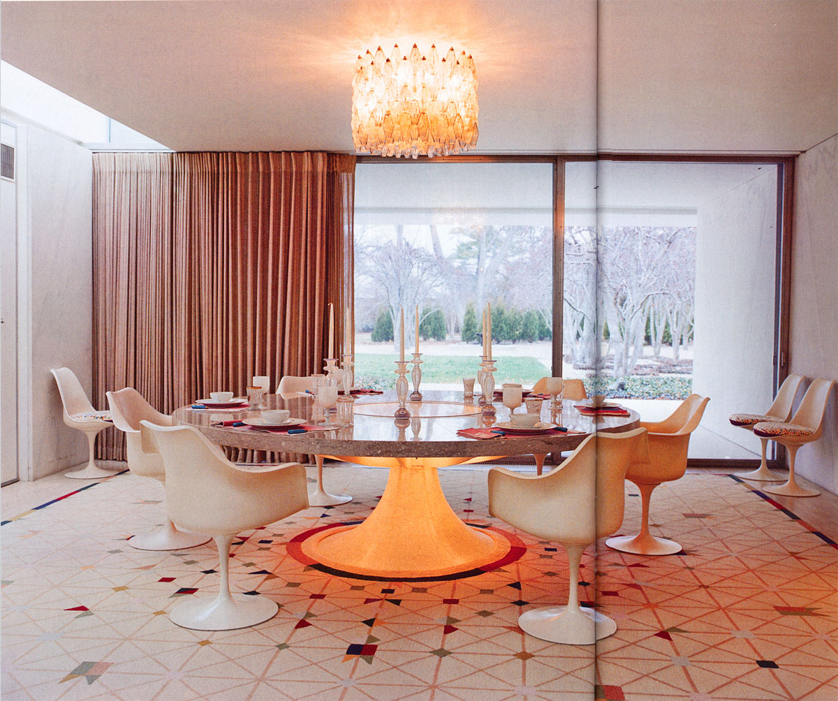 Ceiling Lights Round Unusual Ceiling Lights Or Large Round Table Design And Mid Century Dining Chairs Plus Geometric Floor Tile Idea Dining Room  Brought In Classic Mid Century Dining Chair Is Ready To Enjoy 