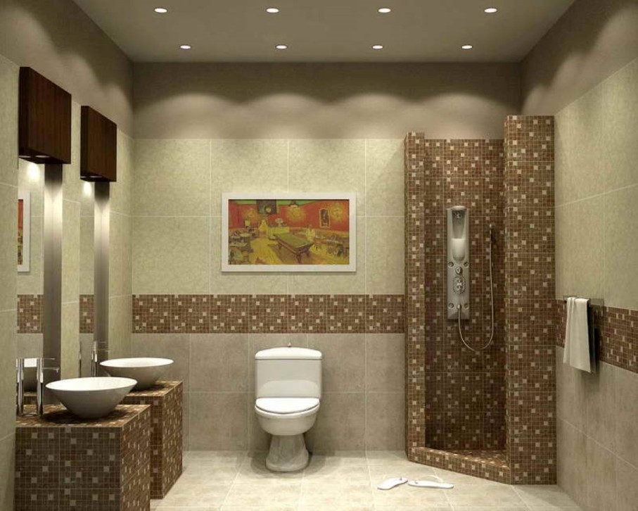 Corner Shower Modern Unusual Corner Shower Room And Modern Bathroom Floor Tile Idea Feat White Vessel Sinks Design Bathroom  10 Beautiful Bathroom Starting From The Floor Tile Ideas 