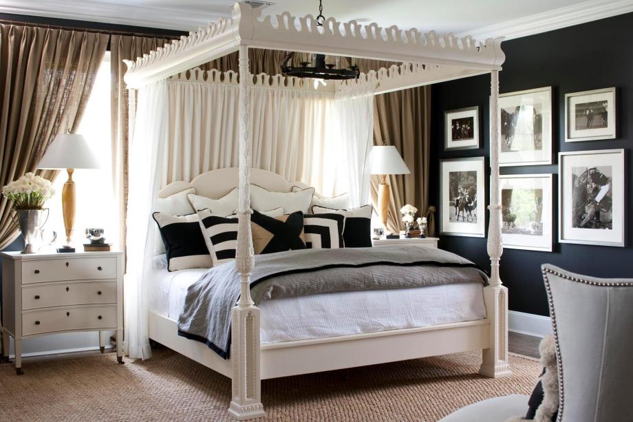Wooden Canopy Feat Unusual Wooden Canopy Bed Design Feat Portable Bedside Table Plus Chic Black And White Bedroom Wall Decorating Idea Bedroom  Applying Black And White Bedroom Ideas 
