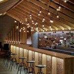 Wood Beam Chic Vaulted Wood Beam Ceiling With Chic Hanging Lighting Idea Feat Industrial Extra Tall Barstools Design Furniture  Striking Extra Tall Bar Stools That Can Provide Comfort 