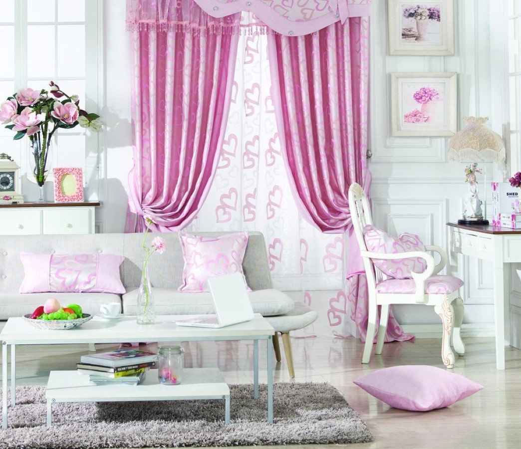 Indoor Chair Narrow Vintage Indoor Chair Furniture Plus Narrow Coffee Table Feat Cute Pink Living Room Curtain And Thick Shag Rug Living Room Beautiful Living Room Curtain Ideas For Big Windows