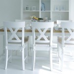White Wood Plus Vintage White Wood Dining Chairs Plus Rectangular Table Idea Feat Lovely Wall Shelf Decorating  Dining Room  Appealing White Chairs To Complement And Beautify Dining Rooms 