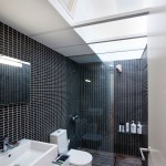 And Black Bathroom White And Black Interior Color Bathroom Design For Small Spaces With Mosaic Wall Tiles Plus Glass Ceiling Panels Architecture Comfortable Countryside Home With Exposed Brick Walls And Wood Beams