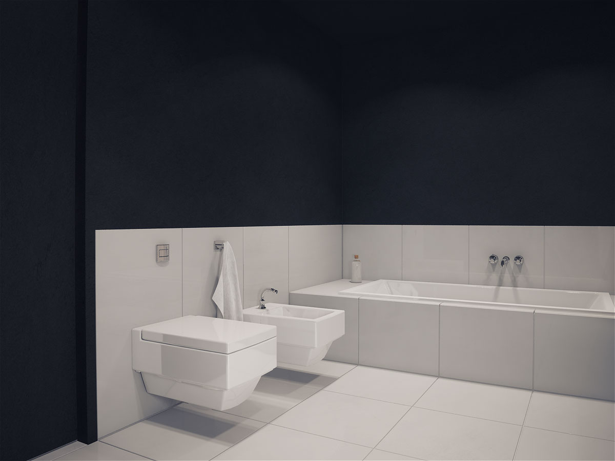 Ceramic Floor Bathroom White Ceramic Floor Tiles Modern Bathroom Apartment Design With Bathtub And Black Interior Color Decorating Ideas Apartment Practical And Functional Apartment With Minimalist Interior Style