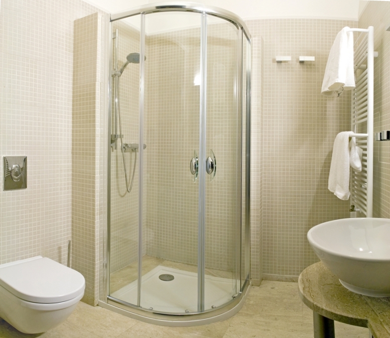 Towel Handle In White Towel Handle Facing Walk In Shower Beside Closet On Floor Tile In Basement Bathroom Ideas Basement Basement Bathroom Ideas With Spacious Room Designs