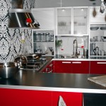 Backsplash Design Countertop Wonderful Backsplash Design Feat Black Countertop And Stainless Steel Sink Faucet Plus Modern Red Kitchen Cabinets Kitchen  Create Incredible Kitchen With Red Kitchen Cabinet 