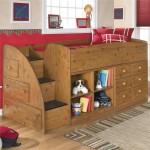 Twin Loft With Wood Twin Loft Bed Design With Red Pillow Cover And Simple Square Storage Beside Small Stair Furniture Kids Room 30 Functional Twin Loft Bed Design Furniture With Desk For Kids