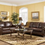 Living Room Plus Yellow Living Room Wall Idea Plus Traditional Brown Leather Sofa And Rectangular Coffee Table Feat Elegant Indoor Rug Furniture  Rediscovering The Elegancy By 10 Brown Leather Sofas 