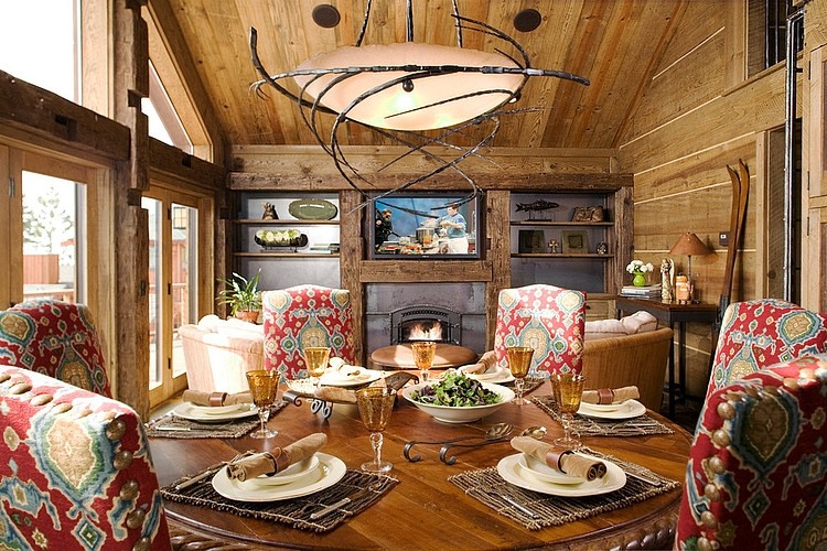 Details In Slope Amazing Details In The Ski Slope High Camp Home Dining Room With Unusual Lamp And Wooden Table House Designs  Mountain Home Design: The Ski Slope 