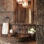 Lamp And In Interesting Lamp And Clear Mirror In The Ski Slope High Camp Home Powder Room With Rustic Sink House Designs  Mountain Home Design: The Ski Slope 