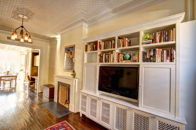 Bookshelves And Cabinet White Bookshelves And White Tv Cabinet On Hardwood Floor And White Ceiling Near The Fireplace Living Room  Adorable TV Cabinet To Keep Your TV In Living Room 