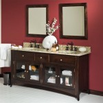 Accent Wall Traditional Burgundy Accent Wall Idea And Traditional Bathroom Vanity Cabinet With Glass Door Feat Wrought Iron Towel Stand Rack Bathroom Striking Into Modern Bathroom With Various Vanity Cabinets