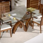 Wooden Chairs Top Classic Wooden Chairs Plus Glass Top Dining Table On Rug Paired With Trendy Storage  Dining Room  Glass Top Dining Tables That Suggest Modern Impression 