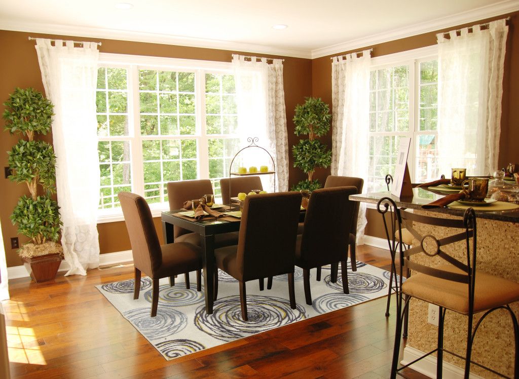 Brown Dining Color  Dining Room Bright Modern Dining Room With Beautiful Rugs Furniture