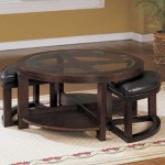 Round Glass Table Innovative Round Glass Top Coffee Table With Couple Stools Storage Space Underneath Plus Cute Living Room Rug Idea Furniture  Free And Relaxing To Gather Round The Coffee Table 