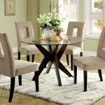 Upholstered Chairs Shag Stylish Upholstered Chairs Also White Shag Rug Plus Modern Round Dining Table With Glass Top And Black Wooden Legs Dining Room  Round Dining Tables Creating Eternal Relationship With Your Family 