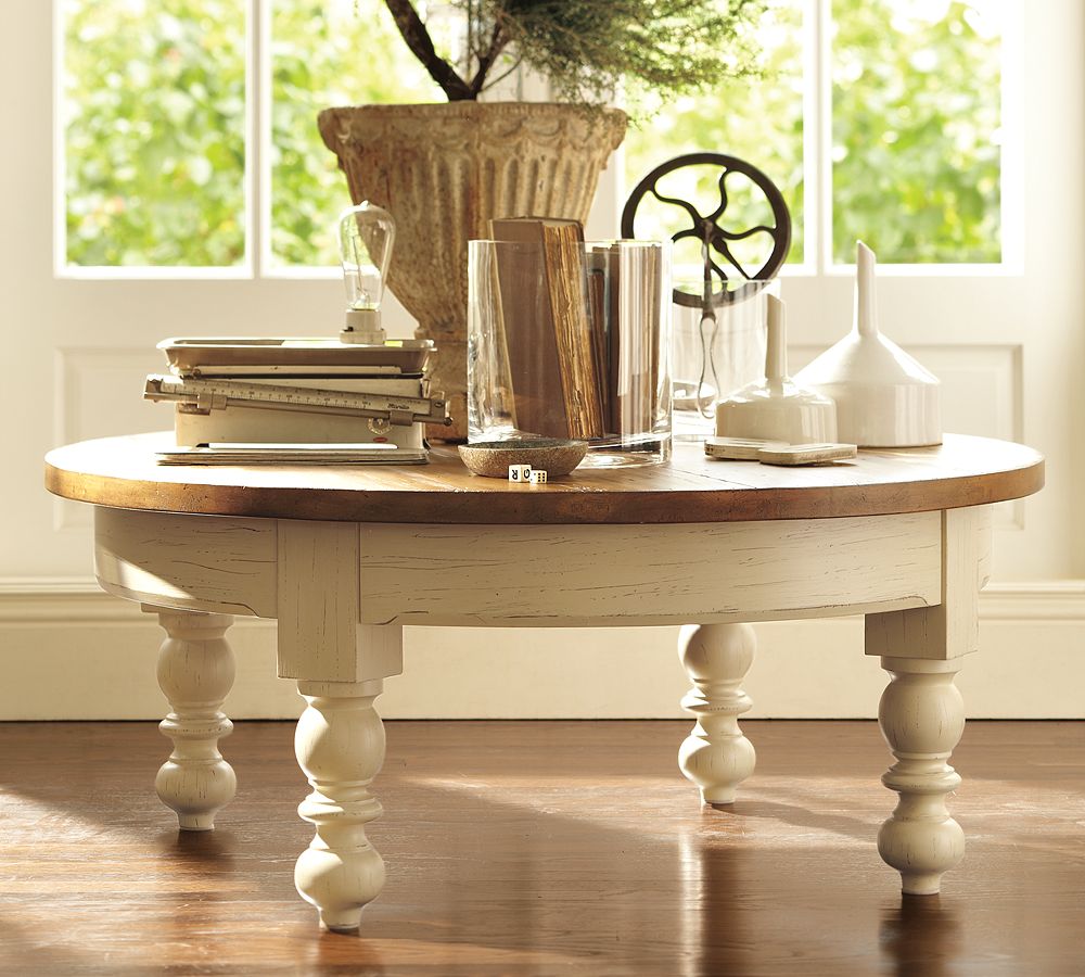 Round Wood With Unique Round Wood Coffee Table With Brown And White Colors Idea Feat Rustic Urn Centerpiece Furniture  Free And Relaxing To Gather Round The Coffee Table 