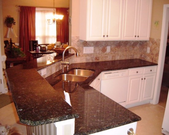 Kitchen Use Butterfly Beautiful Kitchen Use Dark Verde Butterfly Granite And White Cabinet With Traditional Breakfast Nook Use Red Curtain Kitchen Granite Countertop Design Combines With White Cabinet