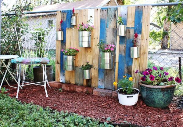 Vertical Garden On Brilliant Vertical Garden Design Ideas On Traditional Backyard Garden With Wood Fence And Mulch Also Upholstered Chairs Outdoor Beautiful Backyard Ideas Prettifying Your Outdoor Space