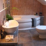 White Porcelain Bathroom Captivating White Porcelain Sink And Bathroom Corner Bathtub Coupled With Refreshing Plants On Tiled Countertop Bathroom Small Bathroom Interior Ideas To Conceal The Lack Of Space