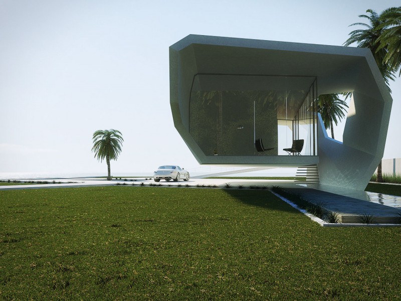 Lawn And Site Green Lawn And Flat Stable Site At Beach Landscape Surrounded The Wave Beach House Suspended Architecture Design With Pool Architecture  Modern Home Architecture With Futuristic Design 