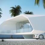 Car And House Luxury Car And Luxury White House Side By View With Gravels And Concrete Deck On Modern Beach House Namely Wave House Architecture  Modern Home Architecture With Futuristic Design 