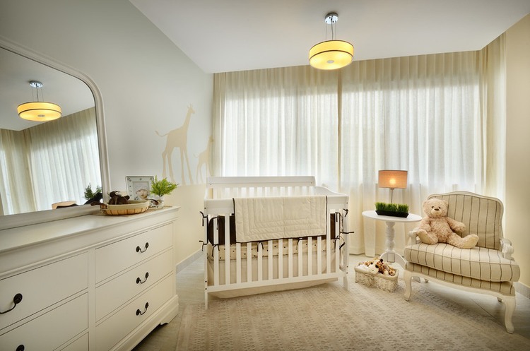 Kids Room Between Marvelous Kids Room With Crib Between Chair And Drawer Under Ceiling Lamp At Nativa Residence Life Contract Decoration Family House Designs With A Bunch Of Lovely Natural Palettes