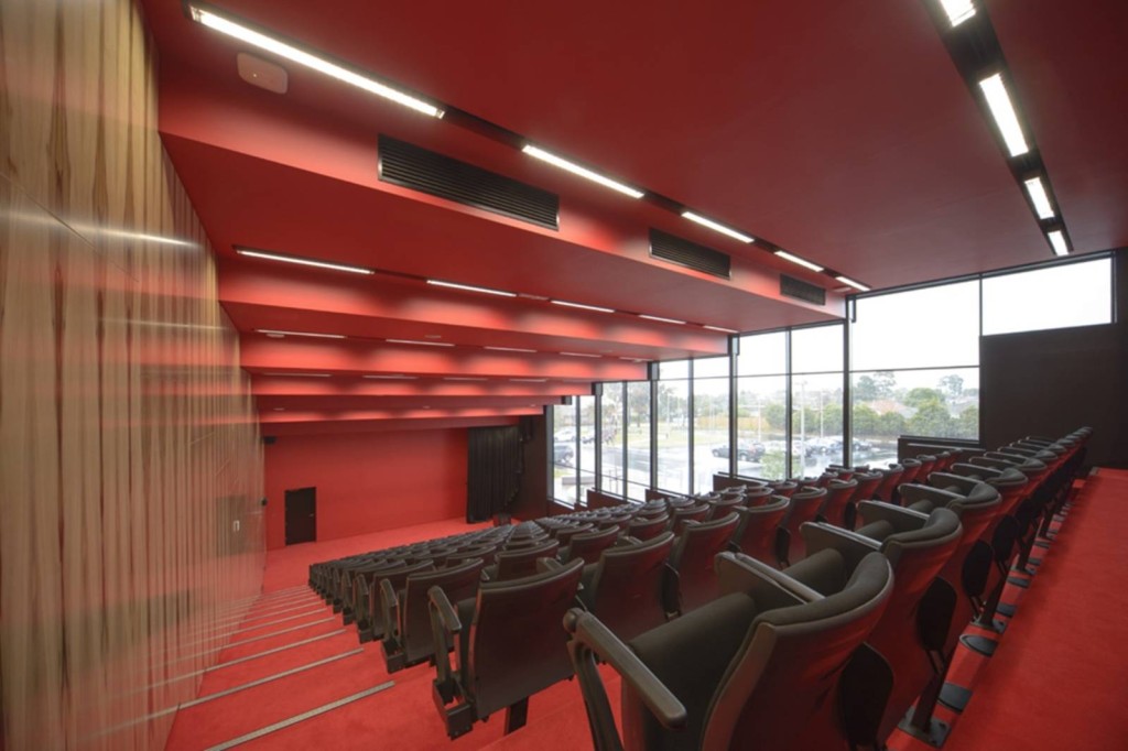 Arrangement Of With Nice Arrangement Of Class Studio With The Red Color Scheme From PEGS Infinity Centre By McBride Charles Ryan Architects Design Idea Architecture Luxurious School In Unique And Fantastic Design Style