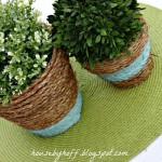 Wrapped Painted Design Striking Wrapped Painted Terra Cotta Design Ideas For Indoor And Outdoor Usage On Green Wicker Mat Cover Outdoor Beautiful Backyard Ideas Prettifying Your Outdoor Space