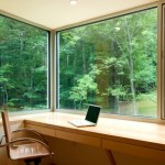 Glass Windows To Stunning Glass Windows Office View To Open Garden Mixed With Wooden Computer Desk And Stylish Swivel Chair Office  Home Office Interior For More Comfortable Working Times 