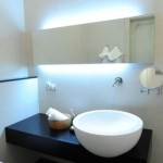 Circular Sink Mirror Wonderful Circular Sink Coupled With Mirror Bathroom Completed Backlit Lamp Installed Inside Contemporary Bathroom Bathroom Small Bathroom Interior Ideas To Conceal The Lack Of Space