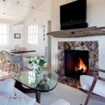 Reclaimed Wood Fireplace Wonderful Reclaimed Wood Mantel For Fireplace Beautified With Charming Pillows On White Sofa And Flowers On Table Dining Room Contemporary Table Design With Stylishly Decorative Details