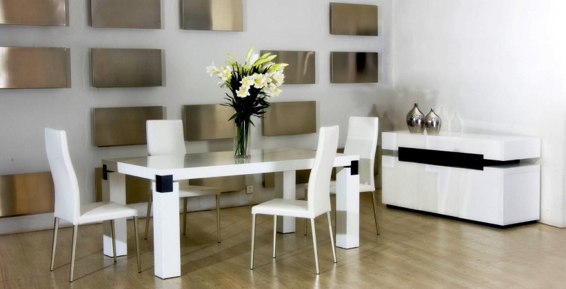 Interior Wall Plus Awesome Interior Wall Texture Design Plus White Buffet And Leather Chairs Feat Modern Rectangular Dining Table Set Dining Room  Delivering The Meaning Togetherness By Enthralling Modern Dining Sets 