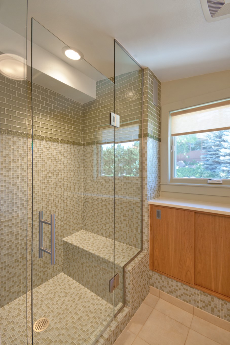 Brown Bathroom With Cool Brown Bathroom Tile Designed With Decorative Vanity Set Next To Frameless Shower Doors Idea Bathroom Frameless Shower Doors Perform Gorgeous Design