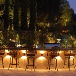 Outdoor Bar Swivel Cool Outdoor Bar And Metal Swivel Stools Design Plus Captivating Landscape Lighting Idea Feat Tall Iron Fence Exterior  Landscape Lighting Ideas For Beautiful Exterior Design 