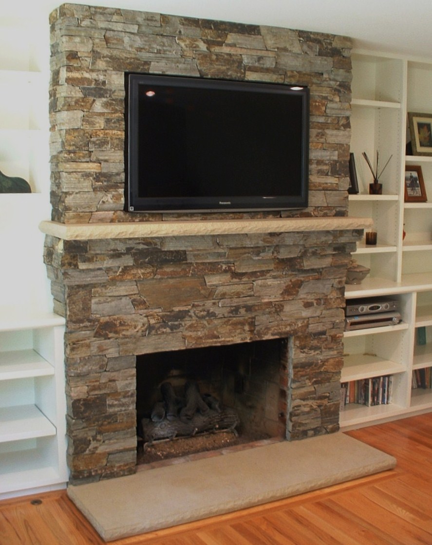 Stone Fireplace Shelf Fabulous Stone Fireplace Surround With Shelf And Flat Screen Television Idea Plus Beautiful Built In Shelves Decoration  Bring Warm Rustic Atmosphere Into Your Home With Stone Fireplace Surround 