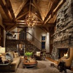 Chandelier Also Design Funky Chandelier Also Long Sofa Design Feat Rock Fireplace Mantel Panel In Rustic Living Room Idea Living Room Rustic Living Room Appears Fantastic Performance
