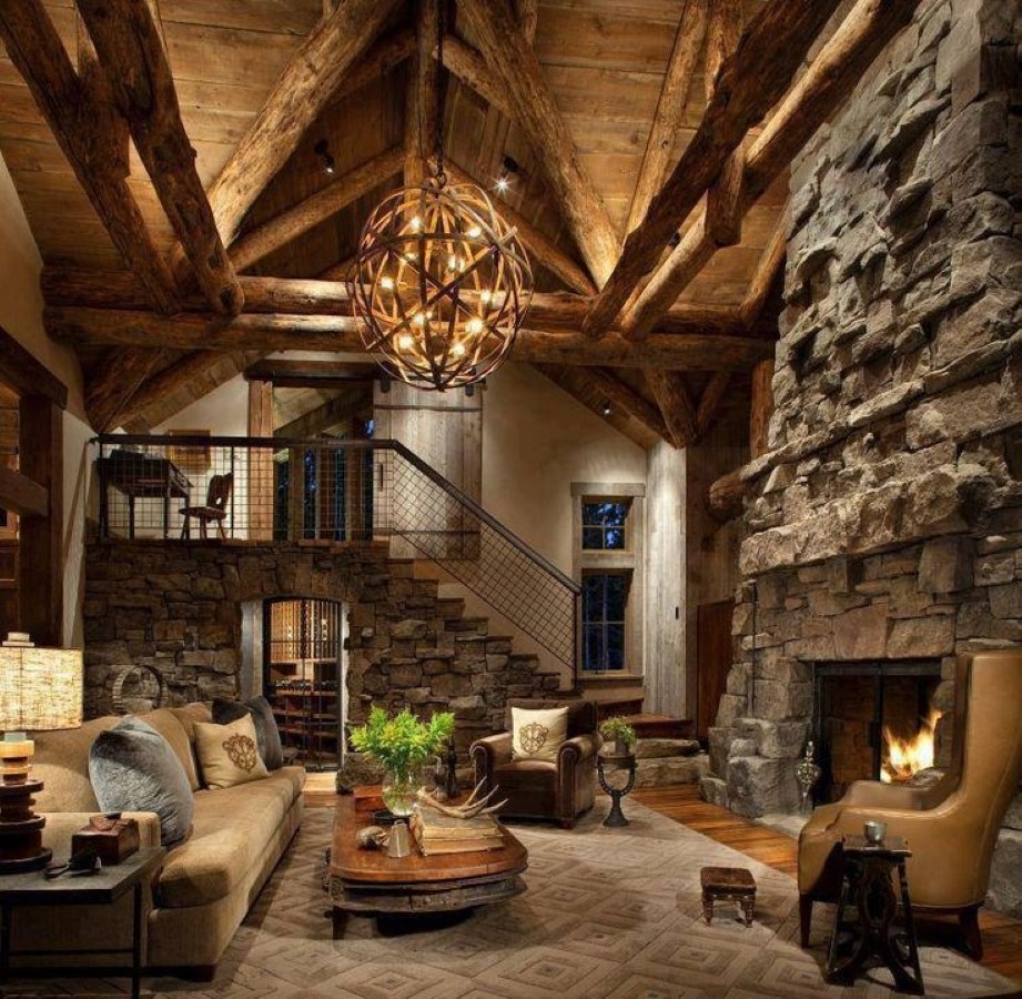 Chandelier Also Design Funky Chandelier Also Long Sofa Design Feat Rock Fireplace Mantel Panel In Rustic Living Room Idea Living Room Rustic Living Room Appears Fantastic Performance