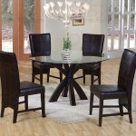 Chandelier Also Chairs Gorgeous Chandelier Also Black Leather Chairs And Rectangular Shag Rug Feat Unusual Round Glass Top Kitchen Table Kitchen  The Versatile Round Kitchen Tables As Must-Have Furniture For All Homeowners 
